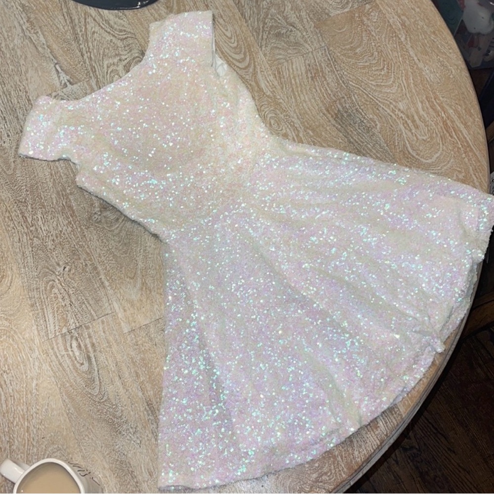 ASOS Irredesant Sequins Low Back Skater Dress